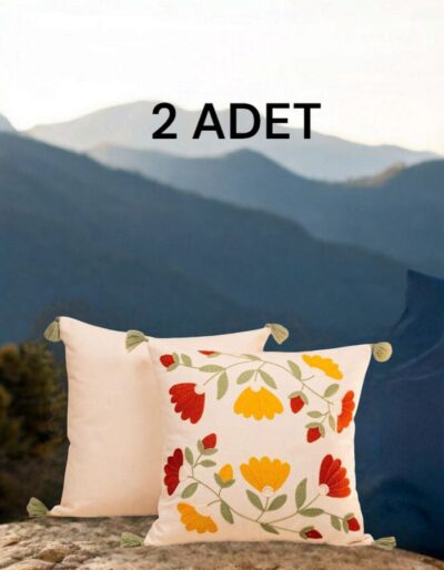 Punch Kırlent Kılıfı Karanfil Nakışlı 43x43 cm 2 Adet